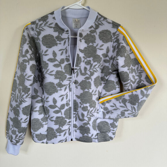 CALIA Womens Jacket XS Floral Burnout Spacer Bomber Full Zip Front Long Sleeve - Picture 6 of 11